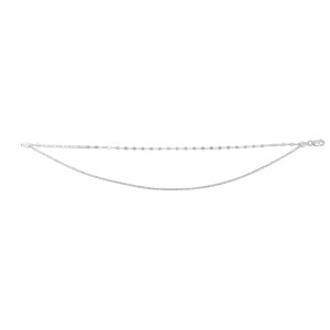 Silver Double Row Mirror Chain and Sparkle Chain Anklet