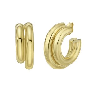 Gold Over Silver Biggie Smalls Round Hoops