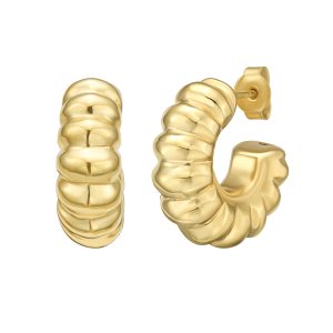 Gold Over Silver Twisted C Hoop Earrings