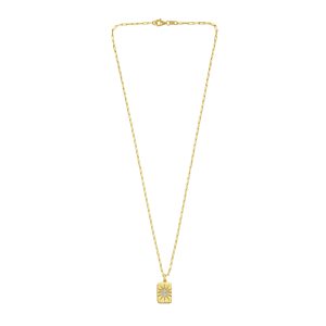 Gold Over Silver CZ Starburst Locket Necklace