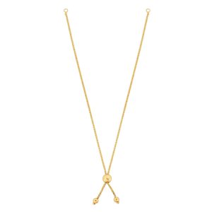 14K Gold Round Wheat Chain with Ball Slide Friendship Bracelet