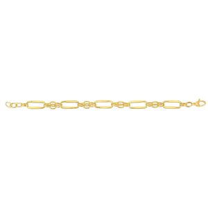 14K Gold Elongated Oval Station Link Chain
