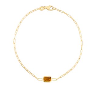 14K Citrine Paperclip Bracelet