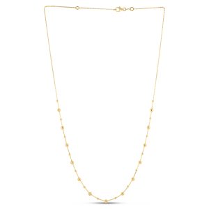 14K Gold Bead Station Necklace