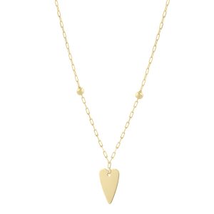 14K Elongated Heart & Bead Station Necklace