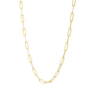 14K Long Domed Paperclip Bracelet