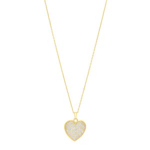 14K Gold Diamond Cut Checkered Heart Necklace