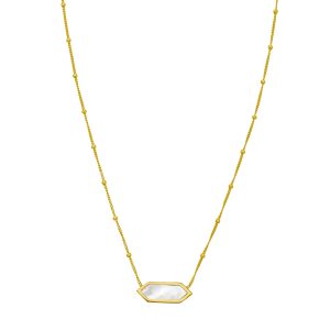 14K Hexagon Mother of Pearl Necklace