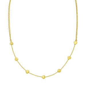 14K Adjustable Heart Link Necklace