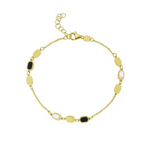 14K Onyx & MOP Inlay Links Bracelet