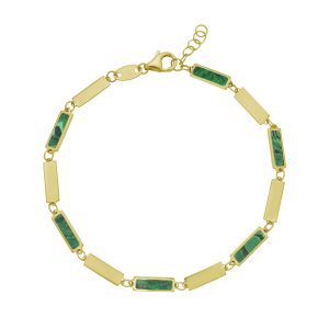 14K Malachite Rectangle Links Bracelet