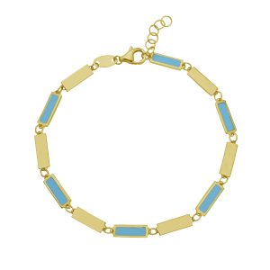 14K Turquoise Rectangle Links Bracelet