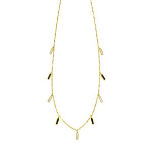 14K Onyx & MOP Inlay Station Necklace