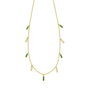 14K Malachite & MOP Inlay Station Necklace