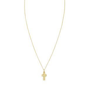 14K Diamond-Cut Cross Necklace