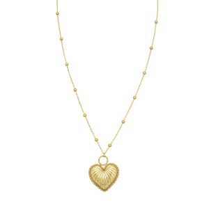 14K Vintage Puffed Heart Necklace