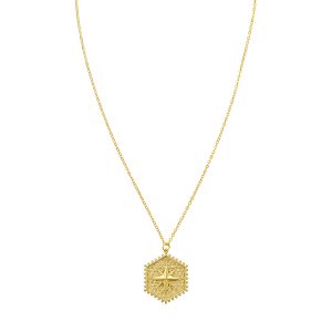 14K North Star Hexagon Necklace