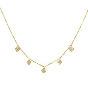 14K Diamond Flower Necklace