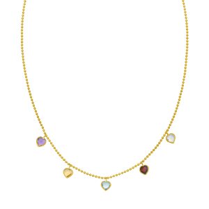 14K Gem Heart Necklace