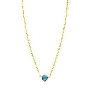 14K Blue Topaz Heart Necklace