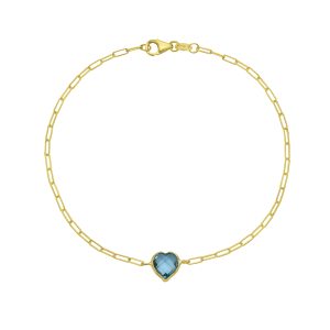 14K Blue Topaz Heart Bracelet
