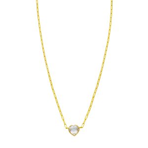14K White Topaz Heart Necklace