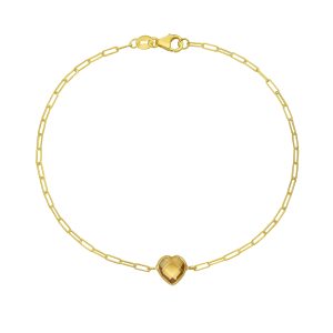 14K Citrine Heart Bracelet