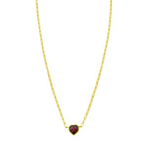 14K Garnet Heart Necklace