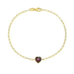 14K Garnet Heart Bracelet