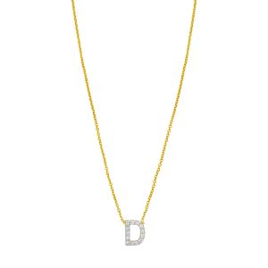 14K Mini Diamond D Initial