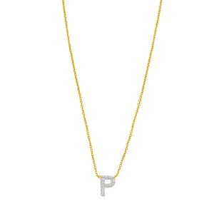 14K Mini Diamond P Initial