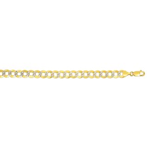 14K Gold 8.3mm White Pave Curb Chain