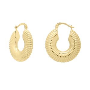 14K Gold Round Ribbed Hoop