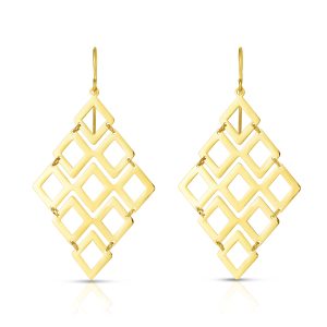 14K Gold Polished Kite Shape Chandelier Earring