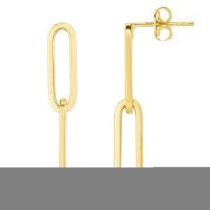 14K Gold Two Link Paperclip Drop Earrings