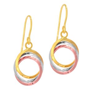 14K Gold Open Circle Dangle Earring