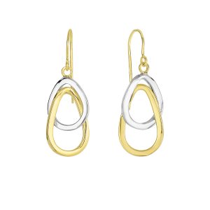 14K Gold Interlocked Ovals Drop Earring