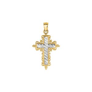 14K Gold Small Diamond Cut Cross