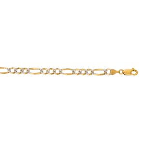 14K Gold 4.75mm White Pave Figaro Chain