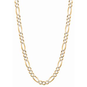 14K Gold 5.8mm White Pave Figaro Chain