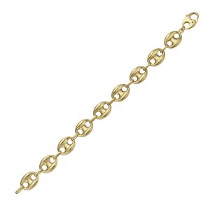 14K Gold 12mm Puffed Mariner Link Bracelet
