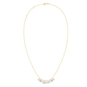 14K Gold Blue and White Topaz Dancing Drop Necklace