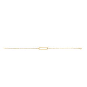 14K Paperclip Straight Open Bar Bracelet