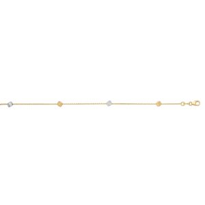 14K Two-tone Gold Polished Cube Bracelet