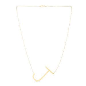 14K Gold Large Initial J Necklace