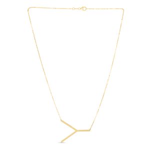 14K Gold Large Initial Y Necklace