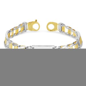 14K Two-tone Gold Railroad Link Bracelet