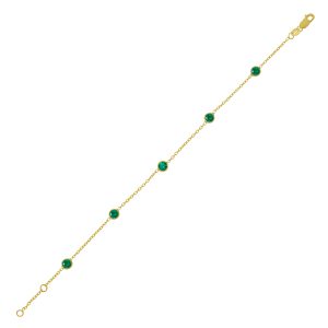 14K Emerald Station Bracelet