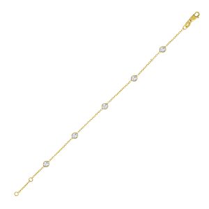 14K Aquamarine Station Bracelet