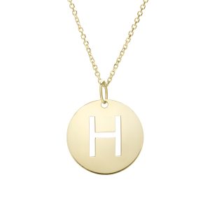 14K Gold Disc Initial H Necklace